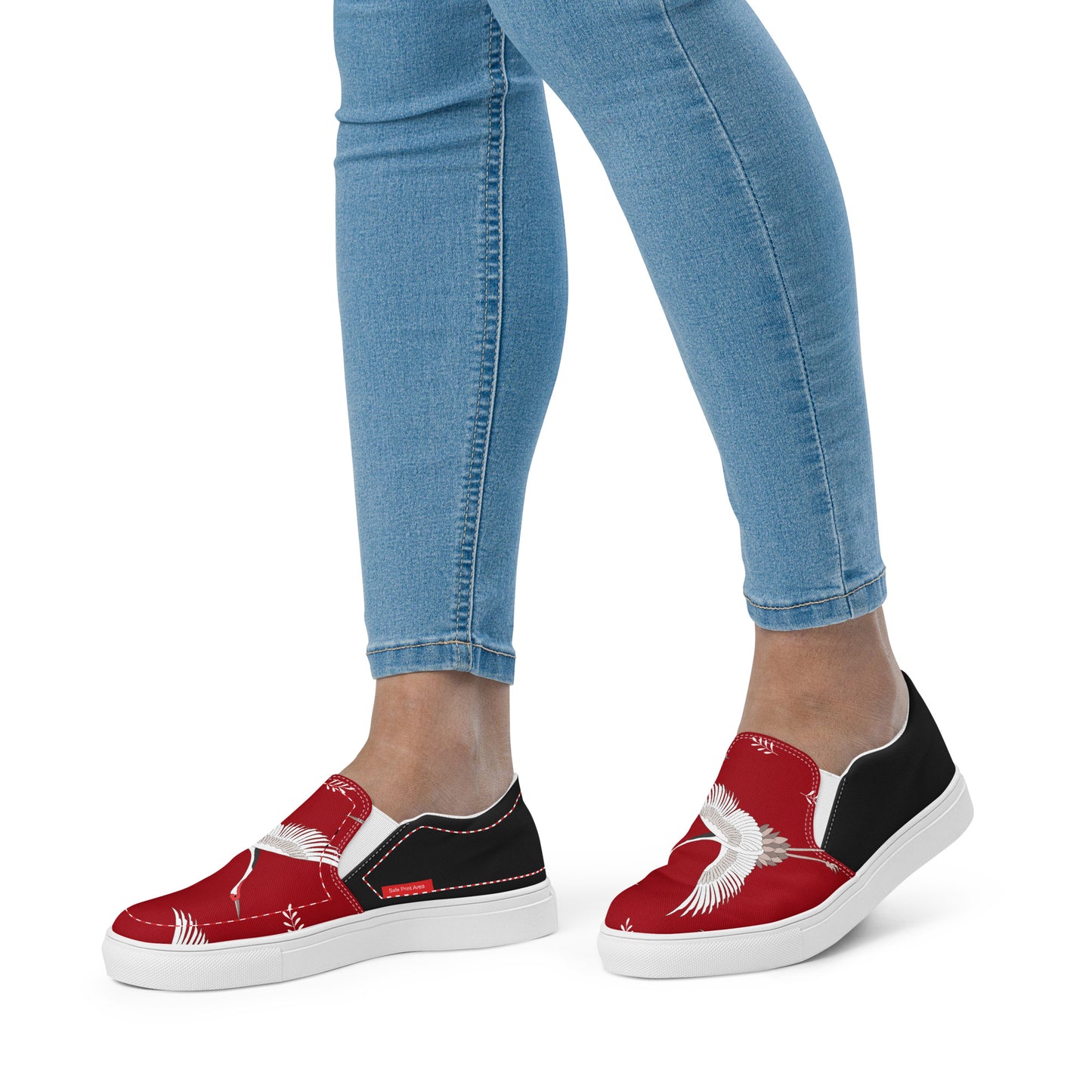 Silk Road | Women’s Slip-on Canvas Shoes | Red Crane Halftone