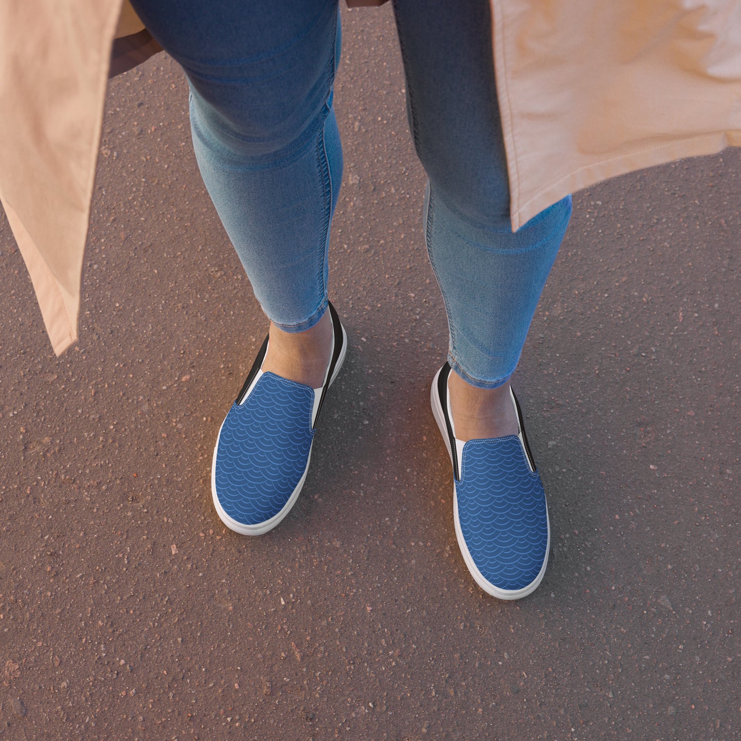 Silk Road | Women’s Slip-on Canvas Shoes | Blue Seas Halftone