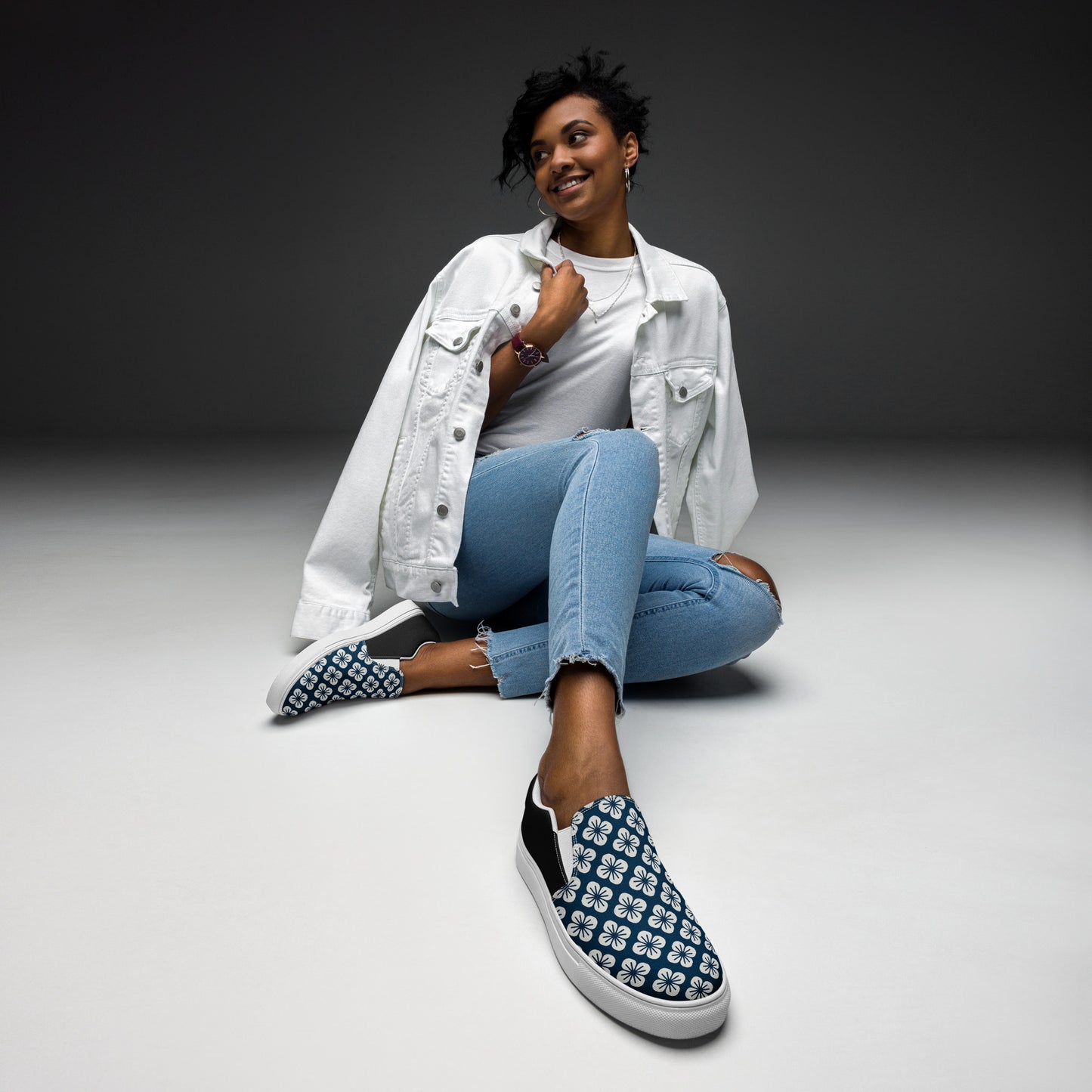 Silk Road | Women’s Slip-on Canvas Shoes | Blue Orchid Halftone