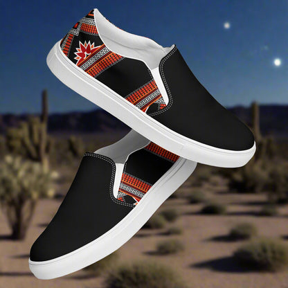 Women’s Southwest Print, Custom Slip-on Canvas Shoes, Geometric Pattern, Barbarosa, Two-Tone