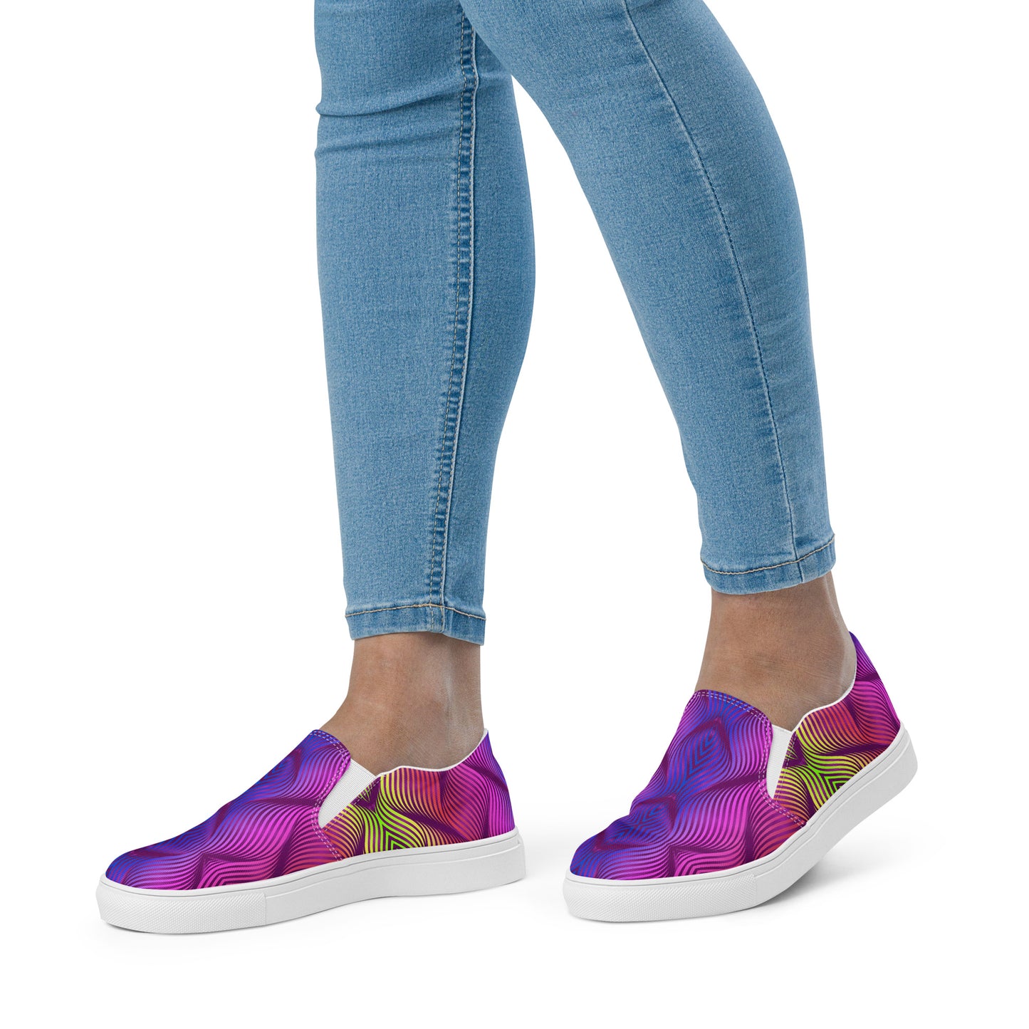 GeoMetro | Women’s Slip-on Canvas Shoes | Skater Purple