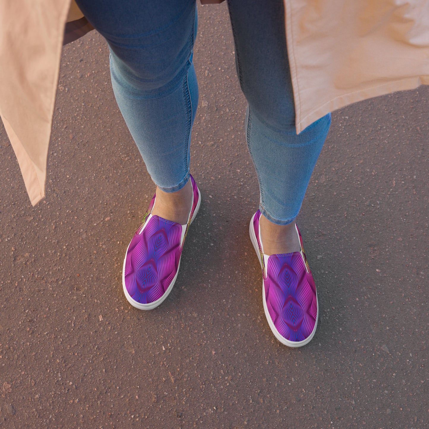 GeoMetro | Women’s Slip-on Canvas Shoes | Skater Purple