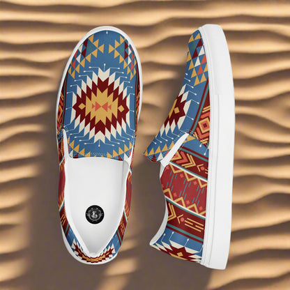 Women’s Southwest Print, Slip-on Canvas Shoes, Native American, Geometric Pattern, Veyo
