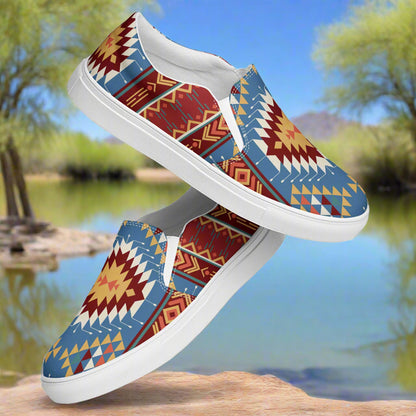 Women’s Southwest Print, Slip-on Canvas Shoes, Native American, Geometric Pattern, Veyo