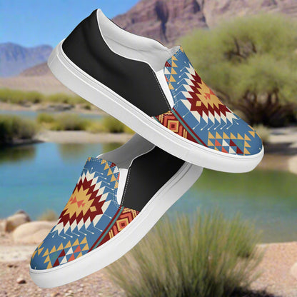Women’s Southwest Print, Slip-on Canvas Shoes, Native American, Geometric Pattern, Veyo Halftone