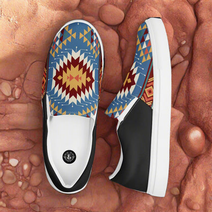 Women’s Southwest Print, Slip-on Canvas Shoes, Native American, Geometric Pattern, Veyo Halftone