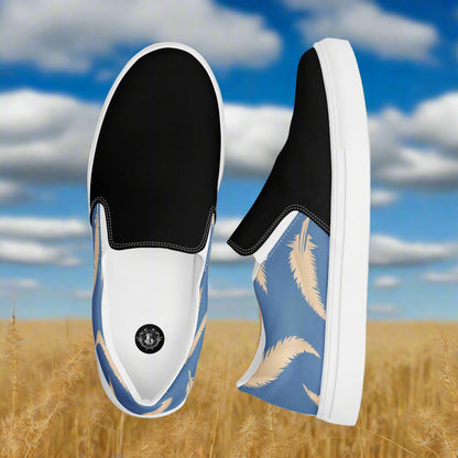 Women’s Footwear Slip-on Canvas Shoes - Blue Feather Two-Tone