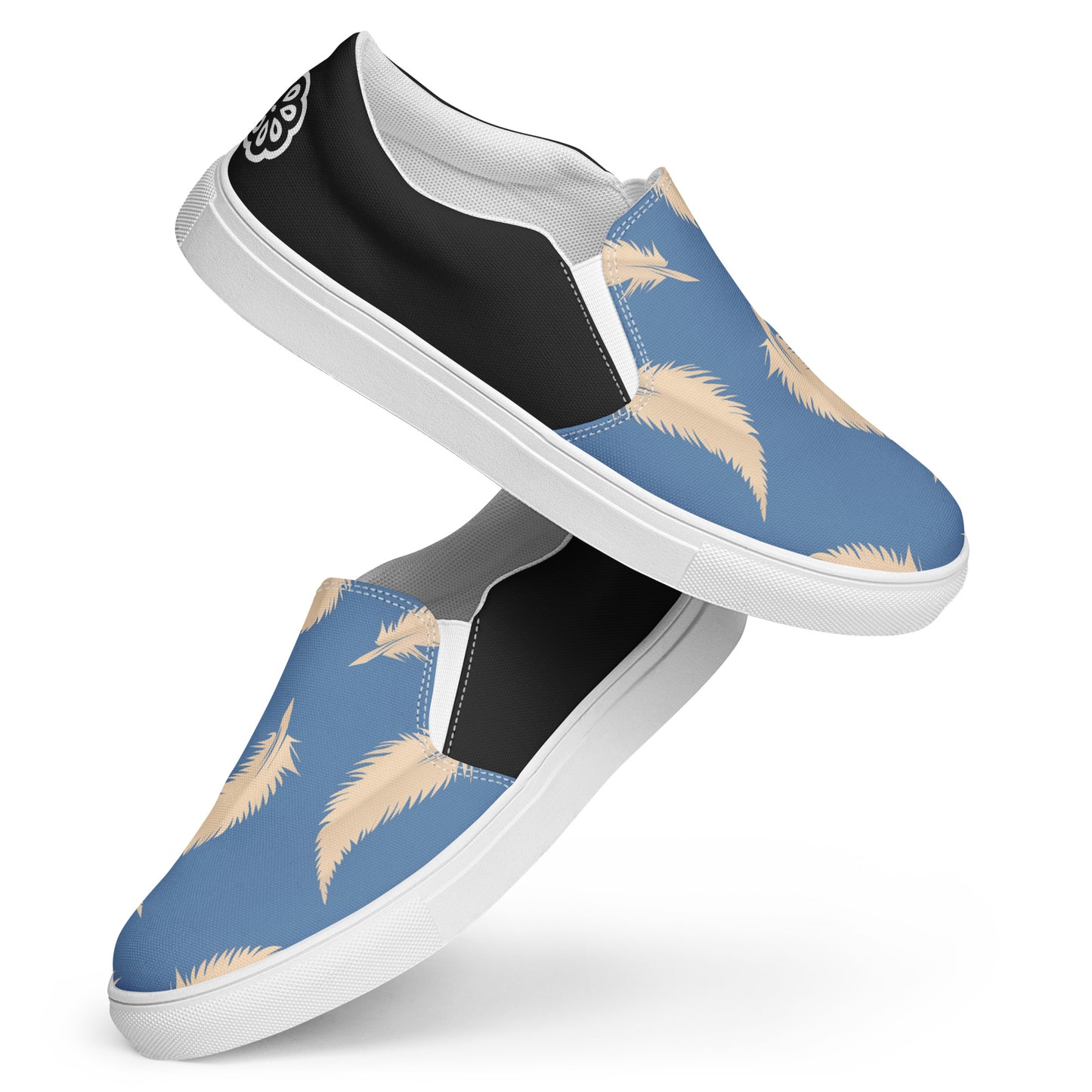 Eden Garden | Women’s Slip-on Canvas Shoes | Blue Feather Halftone