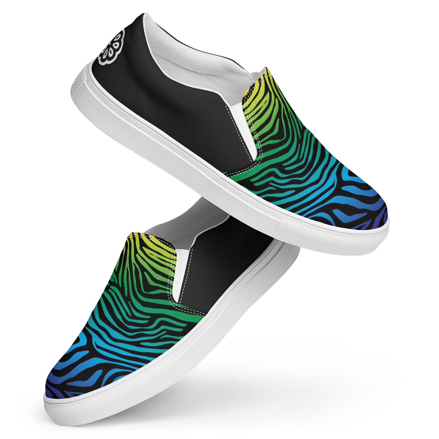 Eden Garden | Women’s Slip-on Canvas Shoes | Rainbow Zebra Halftone