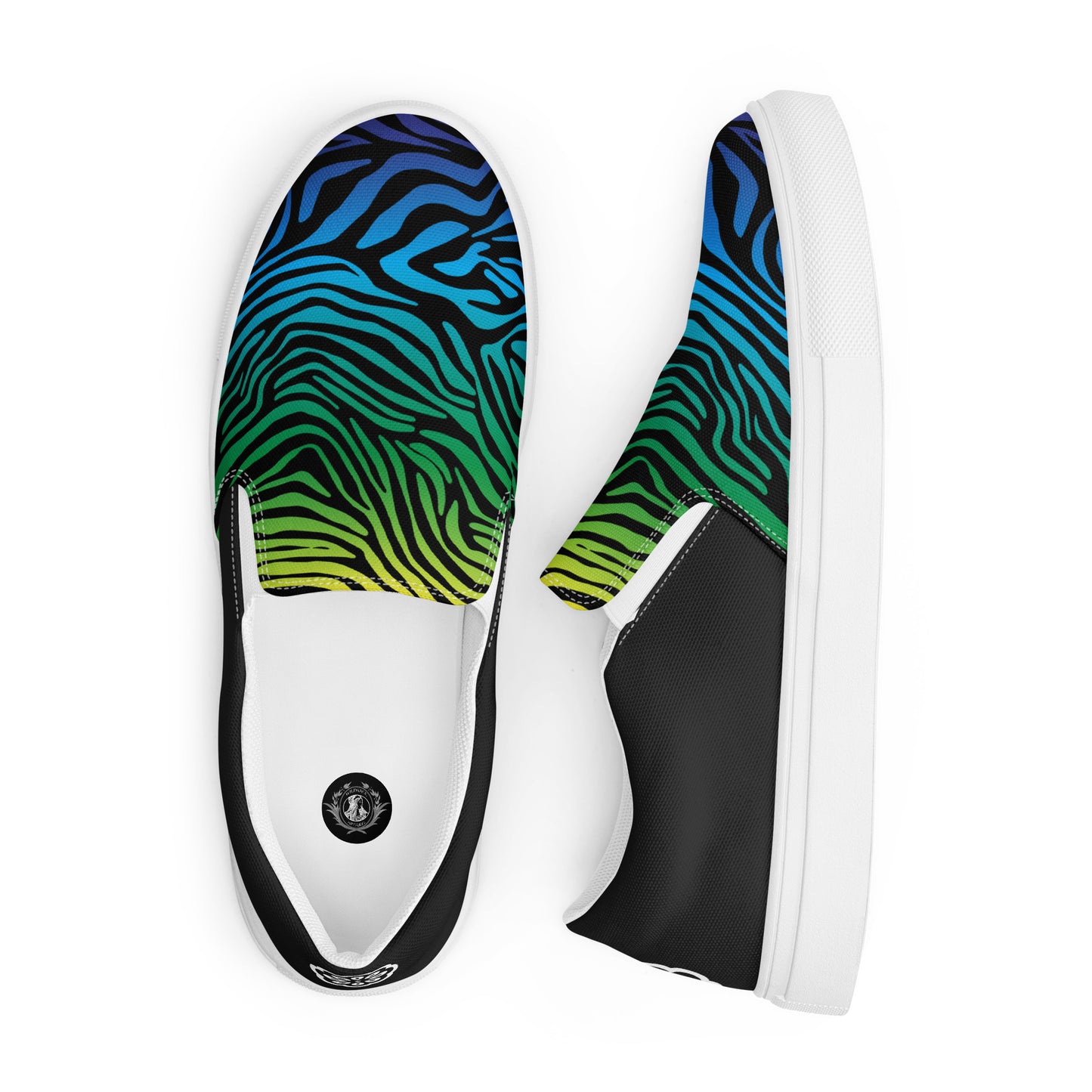 Eden Garden | Women’s Slip-on Canvas Shoes | Rainbow Zebra Halftone