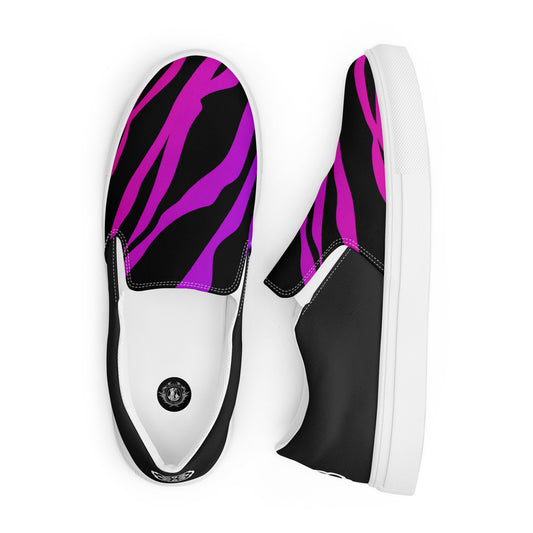 Eden Garden | Women’s Slip-on Canvas Shoes | Purple Zebra Halftone