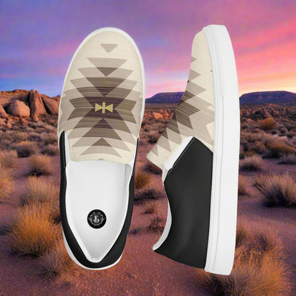 Women’s Southwest Print, Slip-on Canvas Shoes, Native American, Geometric Pattern, Kewa Halftone