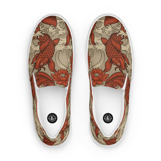 Silk Road | Women’s Slip-on Canvas Shoes | Orange Koi