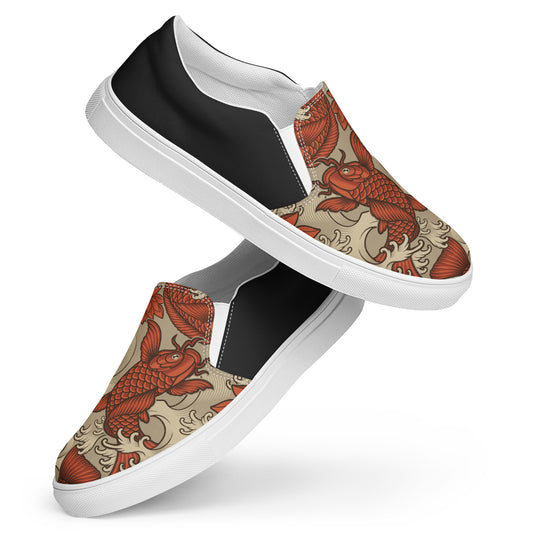 Silk Road | Women’s Slip-on Canvas Shoes | Orange Koi Halftone