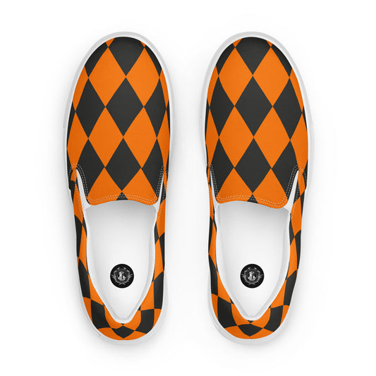 GeoMetro | Women’s Slip-On Canvas Shoes | Harlequin Orange