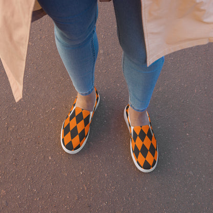 GeoMetro | Women’s Slip-On Canvas Shoes | Harlequin Orange