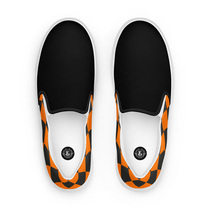 GeoMetro | Women’s Slip-On Canvas Shoes | Harlequin Orange 2Tone