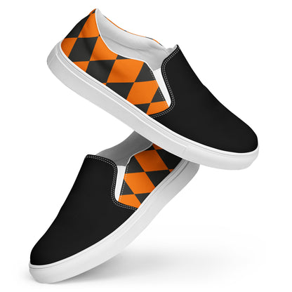 GeoMetro | Women’s Slip-On Canvas Shoes | Harlequin Orange 2Tone