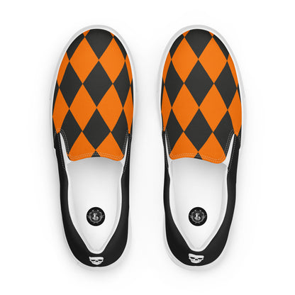GeoMetro | Women’s Slip-On Canvas Shoes | Harlequin Orange Halftone