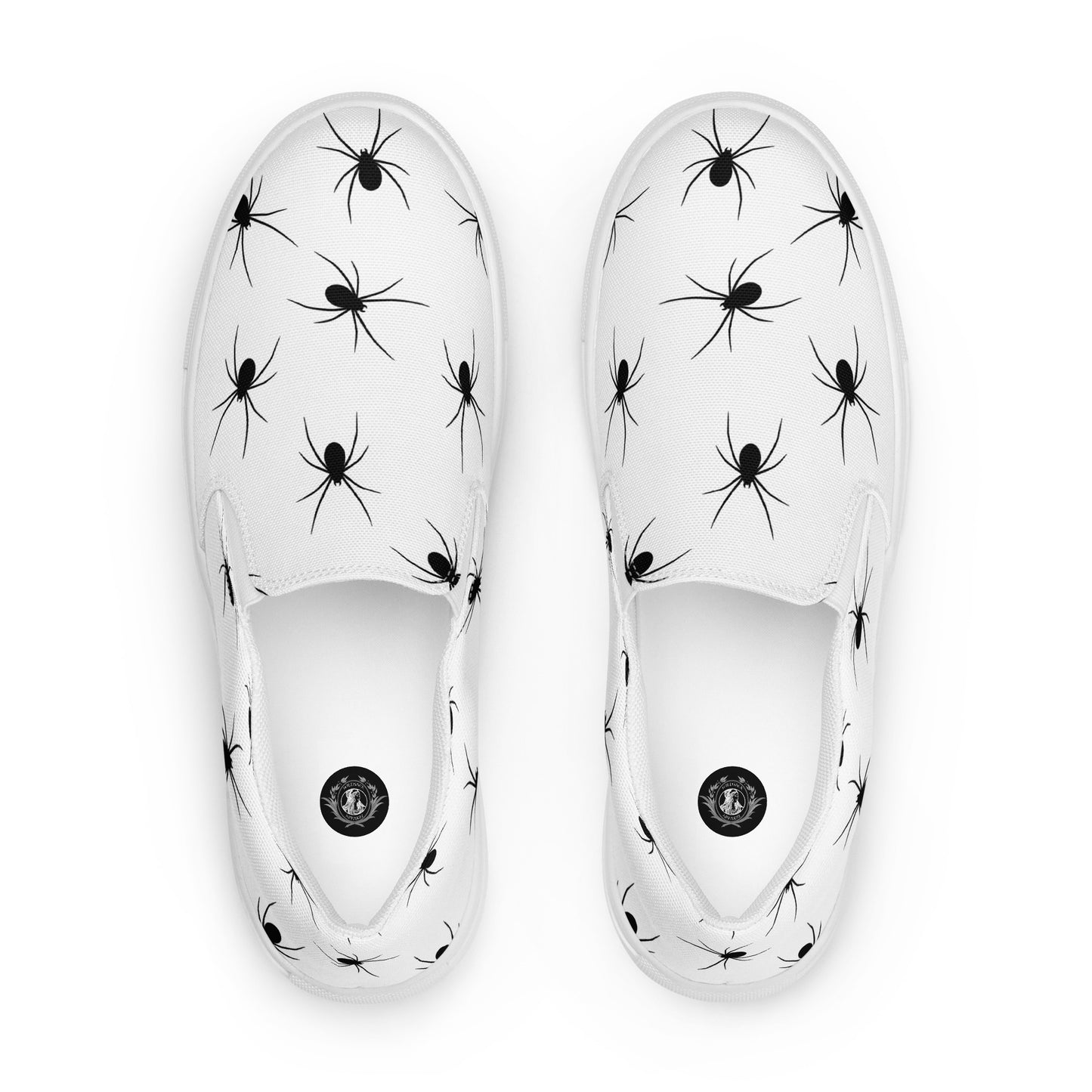 GeoMetro | Women’s Slip-On Canvas Shoes | Black Spiders