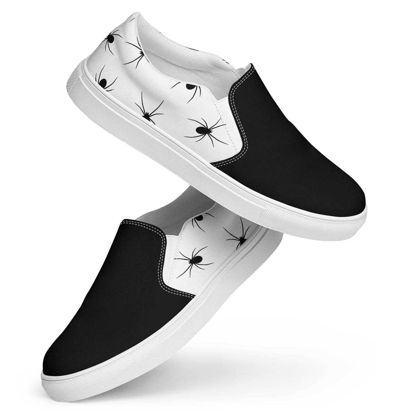 GeoMetro | Women’s Slip-On Canvas Shoes | Black Spiders 2Tone