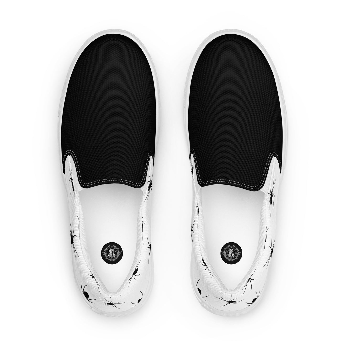 GeoMetro | Women’s Slip-On Canvas Shoes | Black Spiders 2Tone