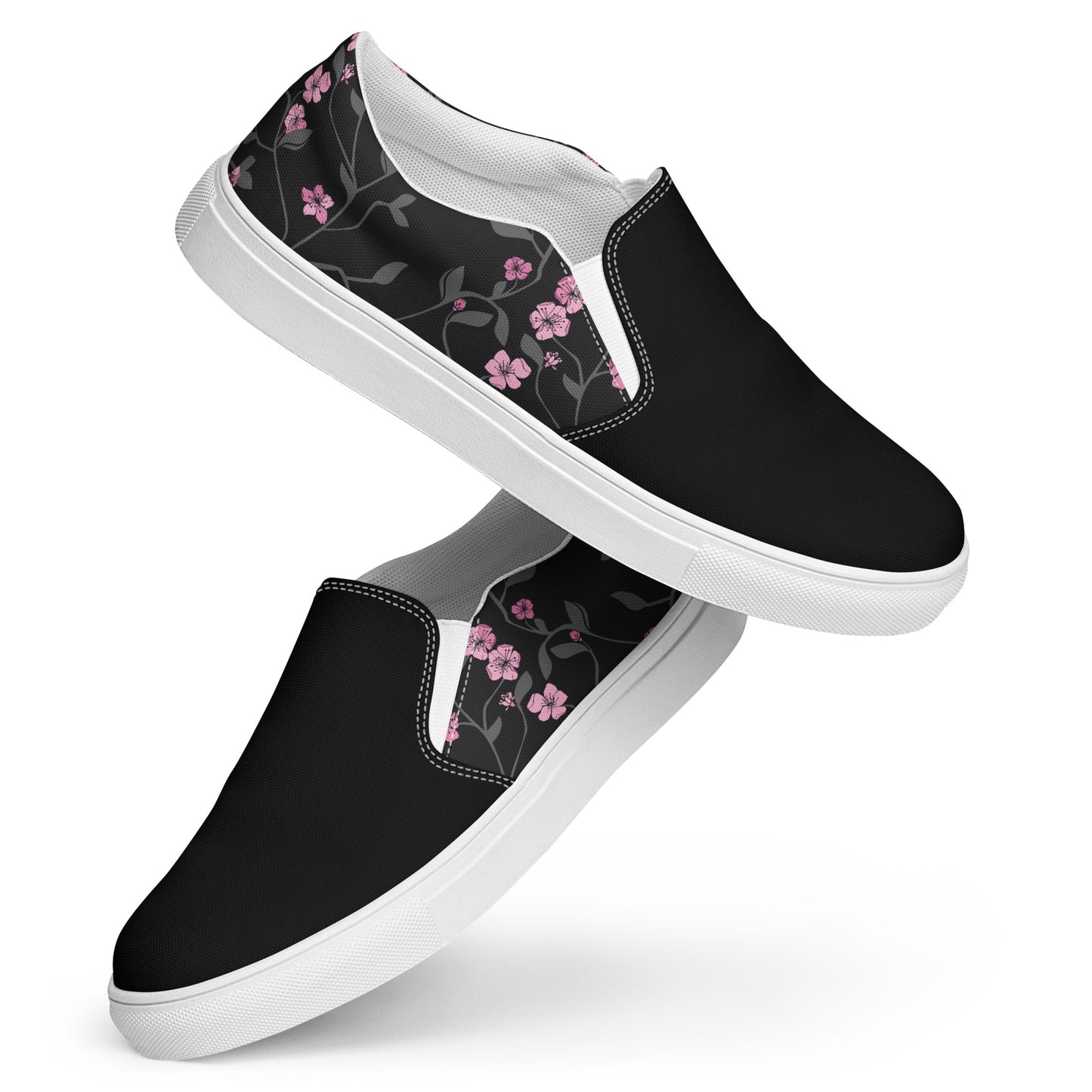 Eden Garden | Women’s Slip-on Canvas Shoes | Black Cherry 2Tone