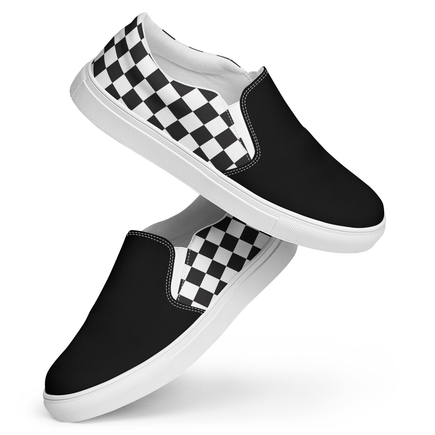 GeoMetro | Women’s Slip-On Canvas Shoes | Black Chex 2Tone