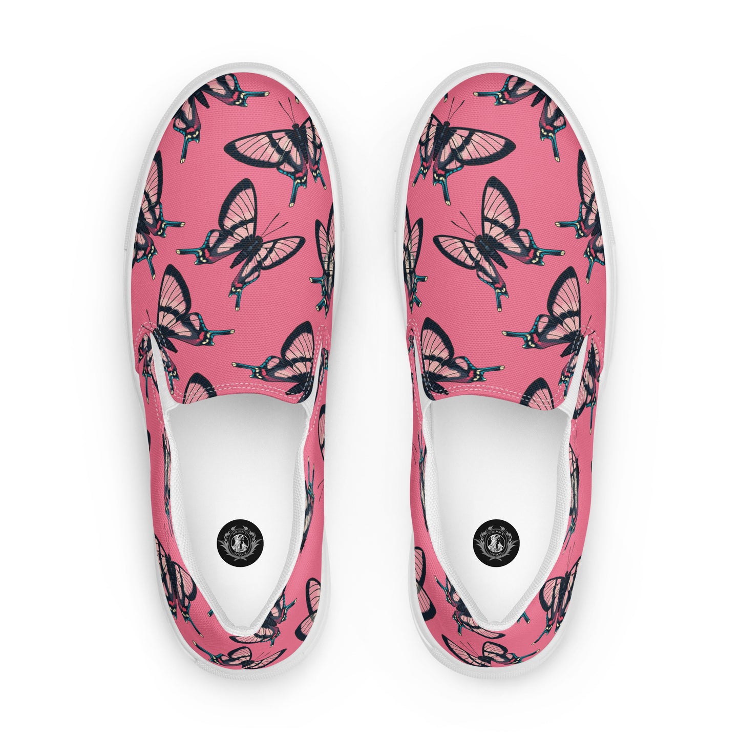 Eden Garden | Women’s Slip-on Canvas Shoes | Pink Black Butterflies