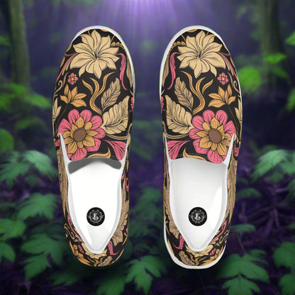 Women’s Custom Retro Floral Print Slip-on Canvas Shoes