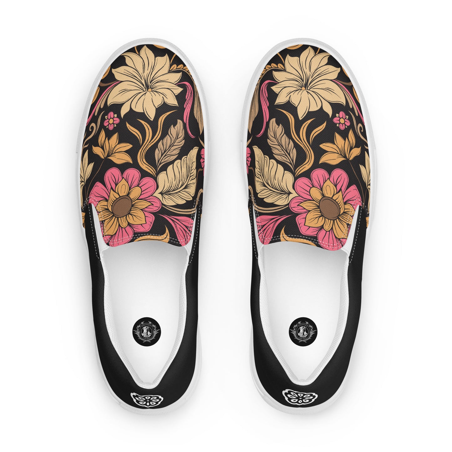 Eden Garden | Women’s Slip-on Canvas Shoes | Retro Flower Halftone