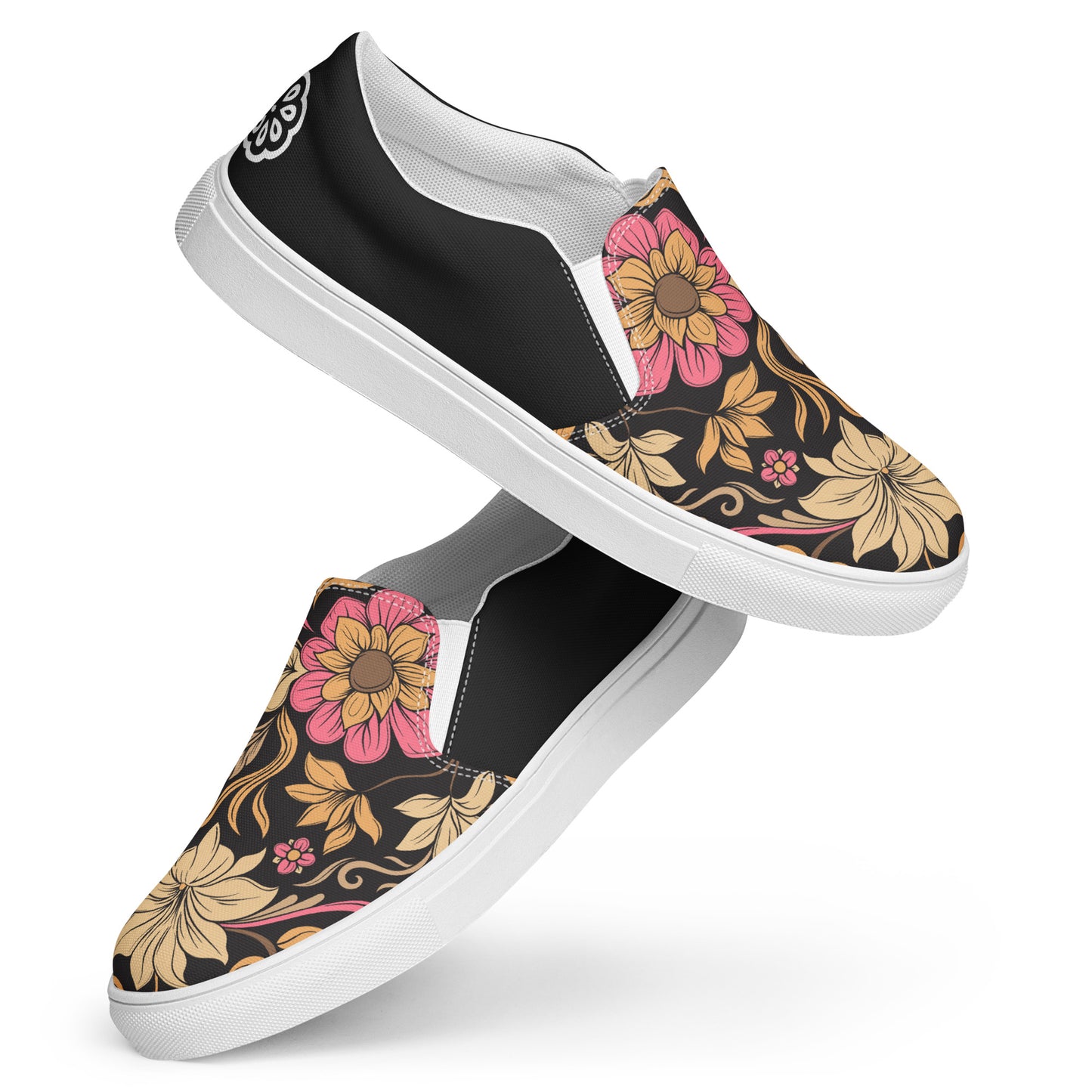 Eden Garden | Women’s Slip-on Canvas Shoes | Retro Flower Halftone