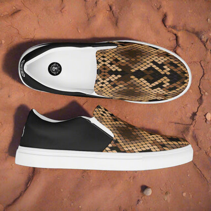 Women’s Slip-on Snakeskin Print Canvas Shoes Halftone