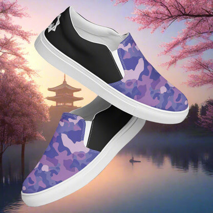 Women’s Purple Camo Slip-On Canvas Sneakers Two-Tone