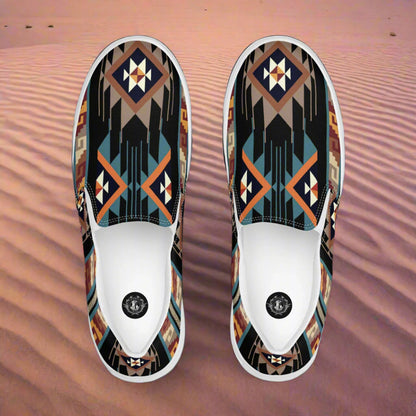 Southwest Pattern Women’s Custom Slip-on Shoes, Native American Geometric Pattern