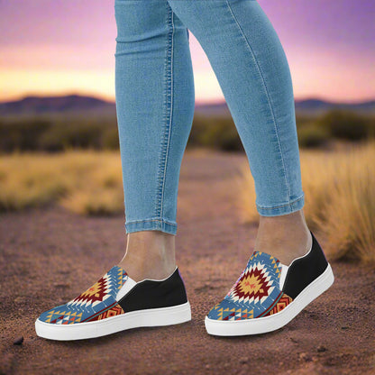 Women’s Southwest Print, Slip-on Canvas Shoes, Native American, Geometric Pattern, Veyo Halftone