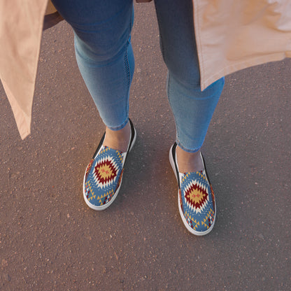 Women’s Southwest Print, Slip-on Canvas Shoes, Native American, Geometric Pattern, Veyo Halftone