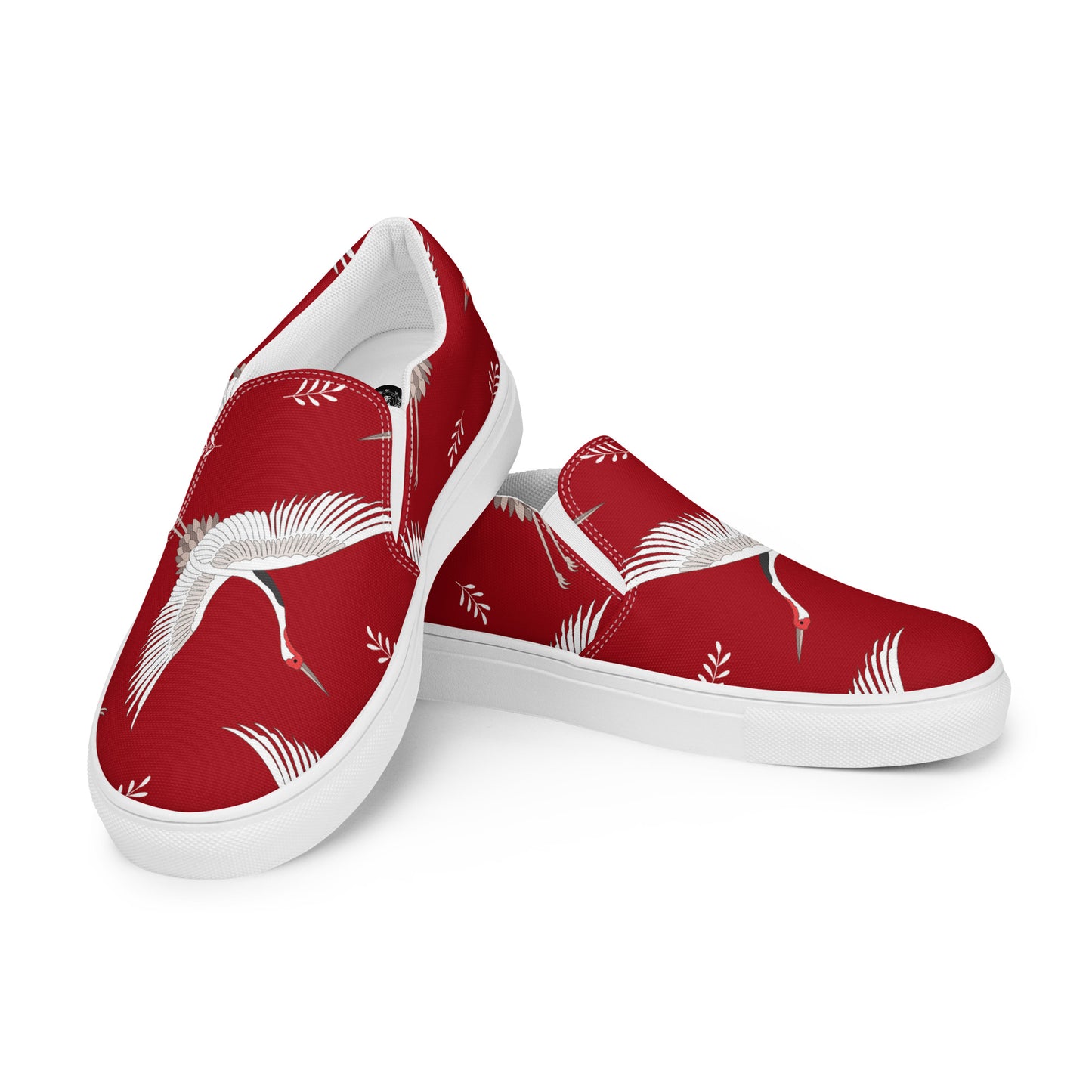 Silk Road | Women’s Slip-on Canvas Shoes | Red Crane