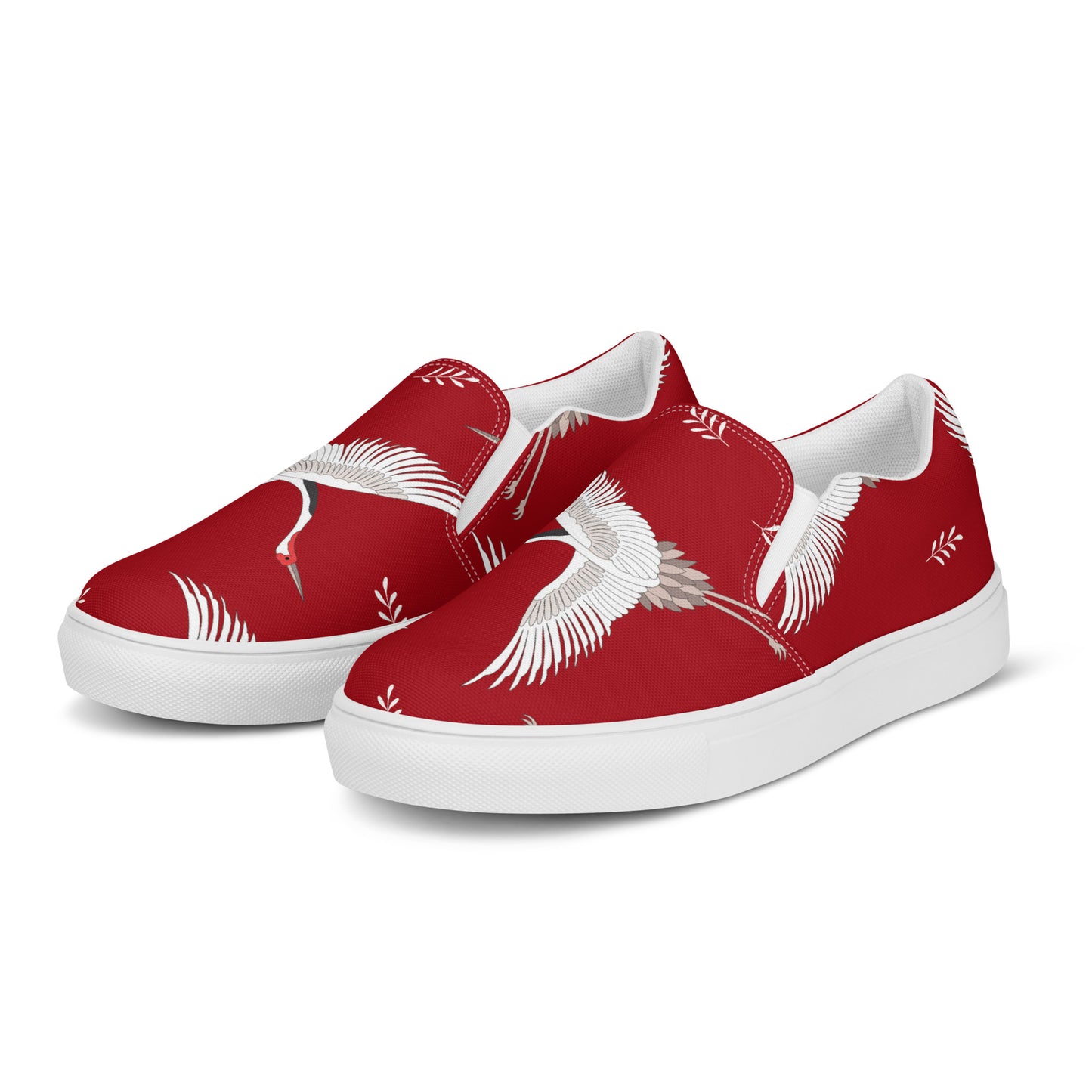 Silk Road | Women’s Slip-on Canvas Shoes | Red Crane