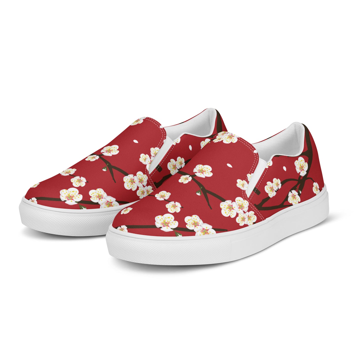 Silk Road | Women’s Slip-on Canvas Shoes | Red Blossom