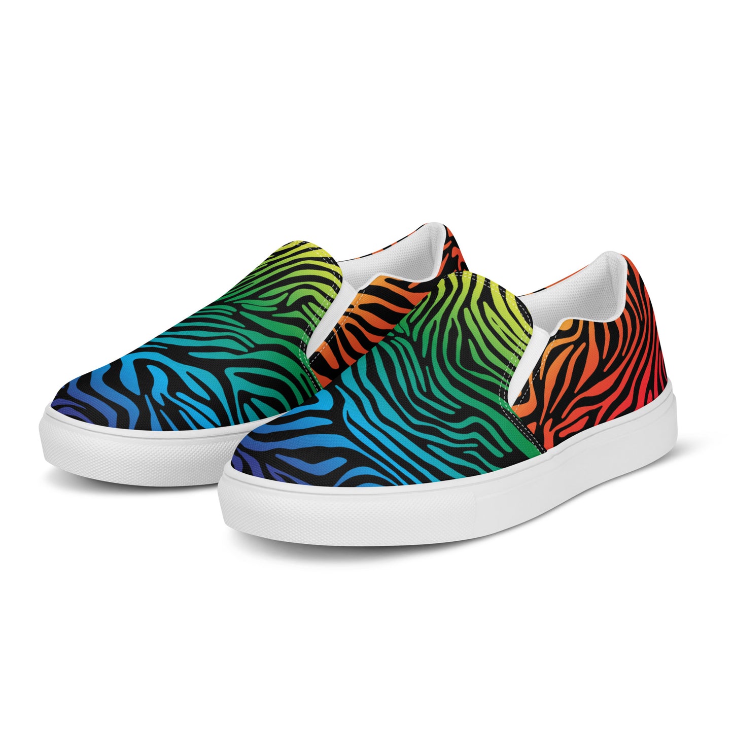 Eden Garden | Women’s Slip-on Canvas Shoes | Rainbow Zebra