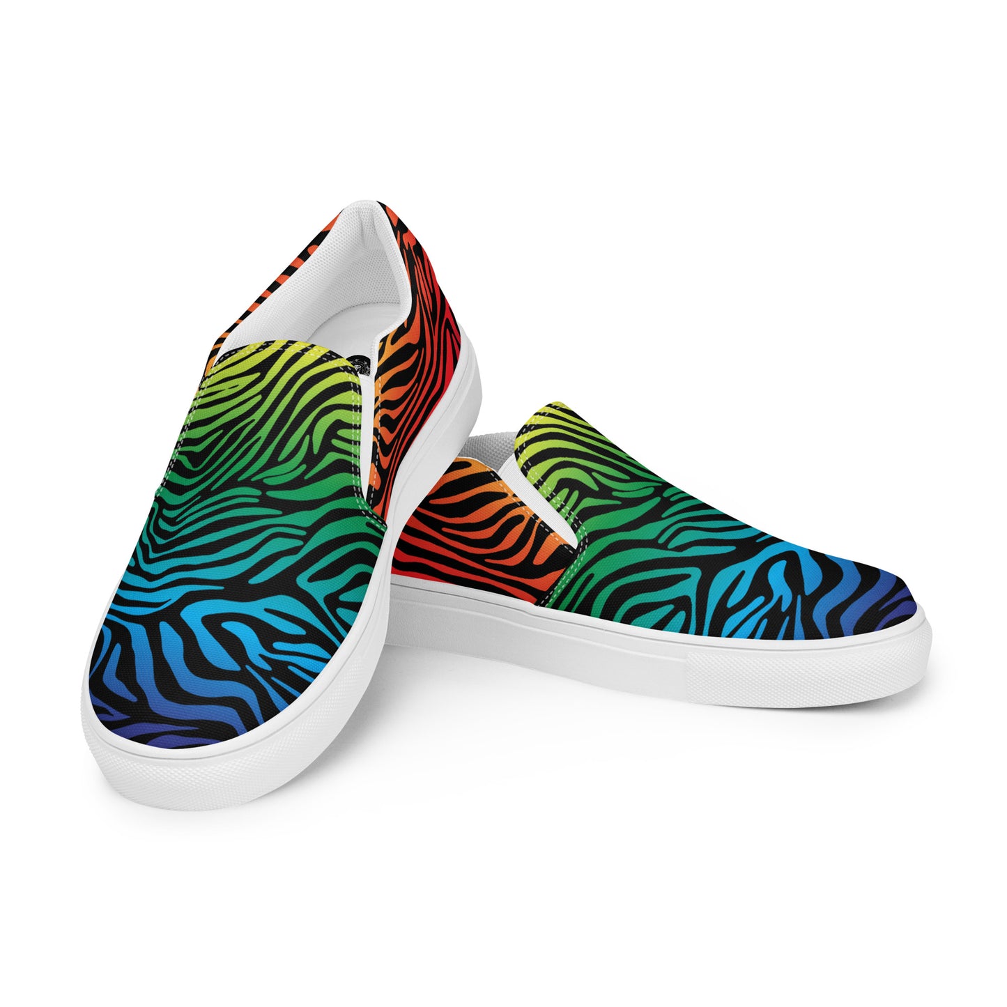 Eden Garden | Women’s Slip-on Canvas Shoes | Rainbow Zebra