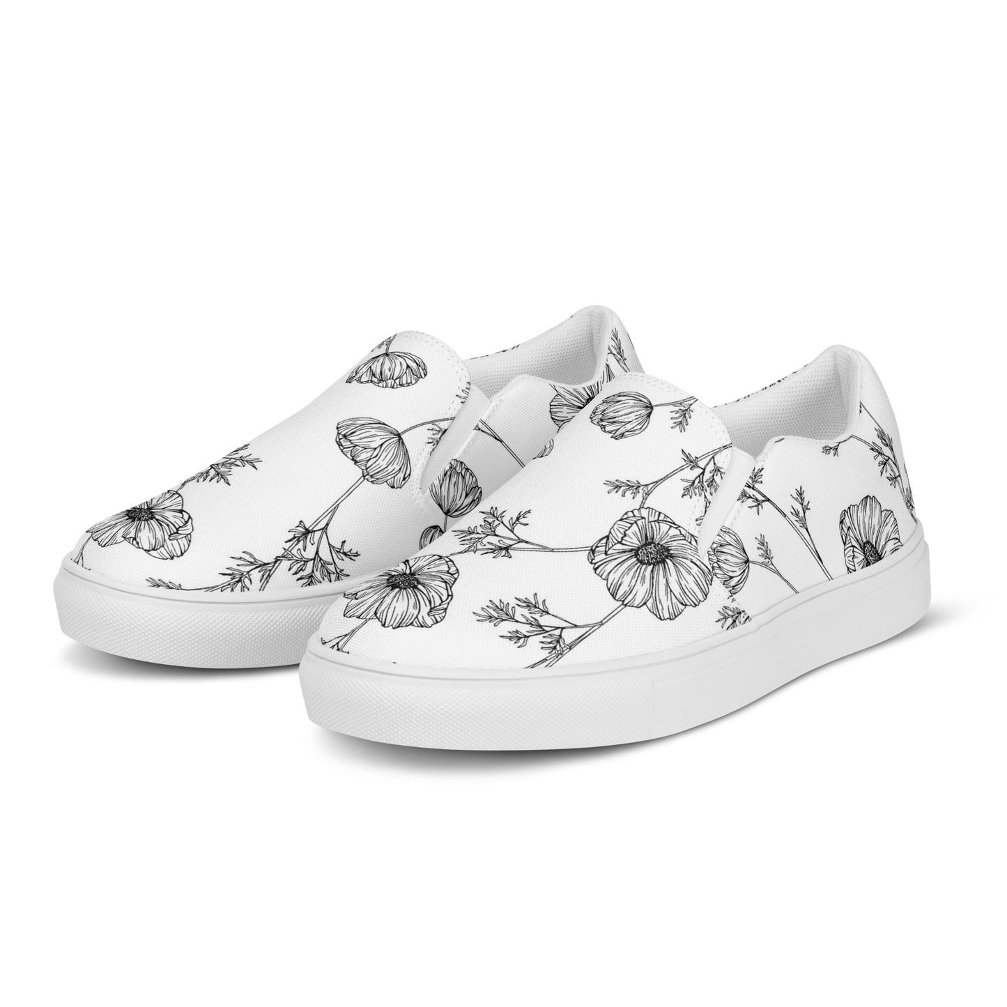 Eden Garden | Women’s Slip-on Canvas Shoes | White Poppy