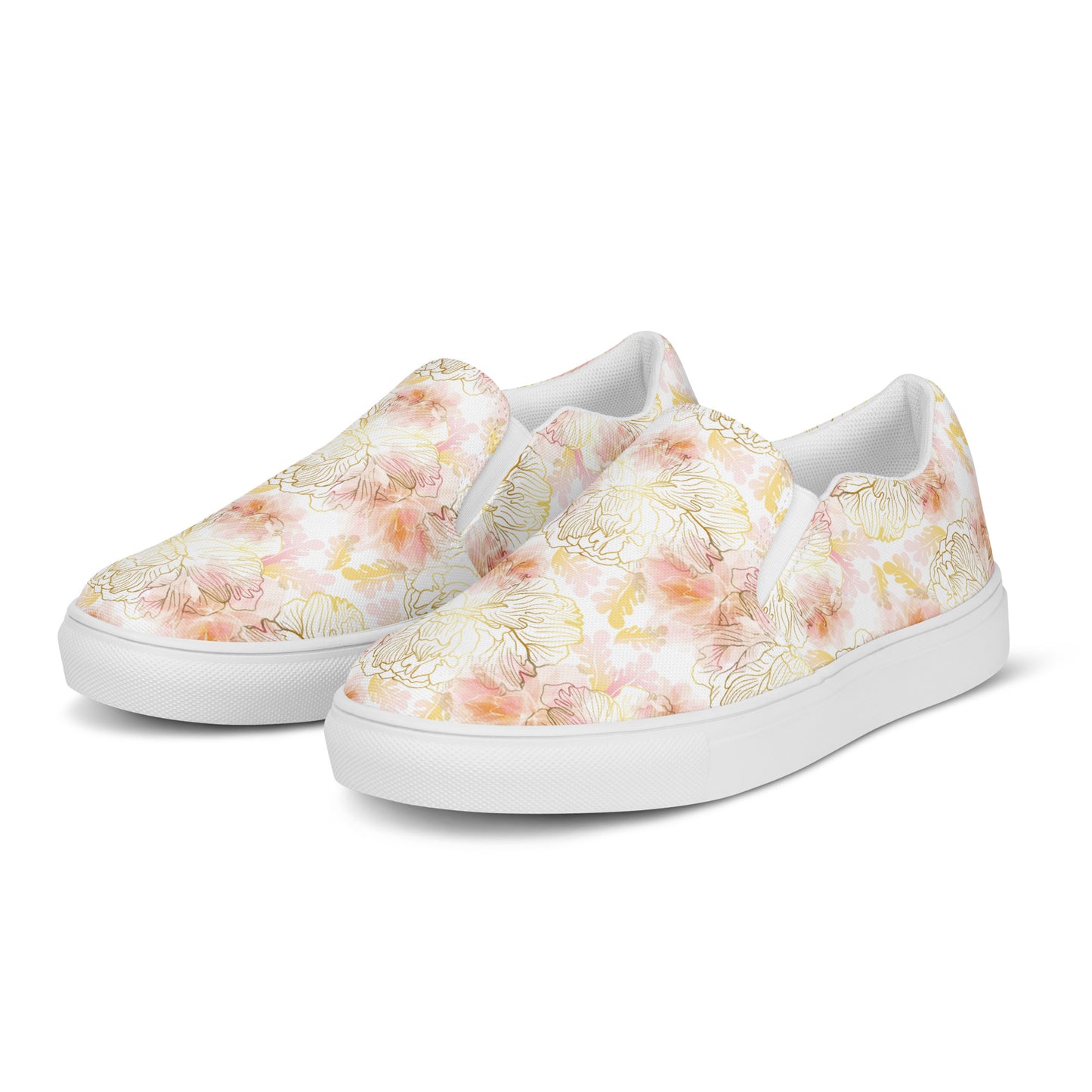 Eden Garden | Women’s Slip-on Canvas Shoes | Pink Peony