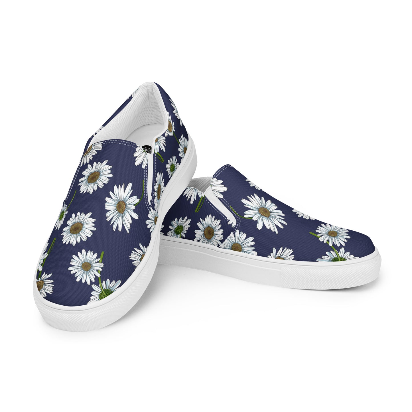 Eden Garden | Women’s Slip-on Canvas Shoes | White Daisy