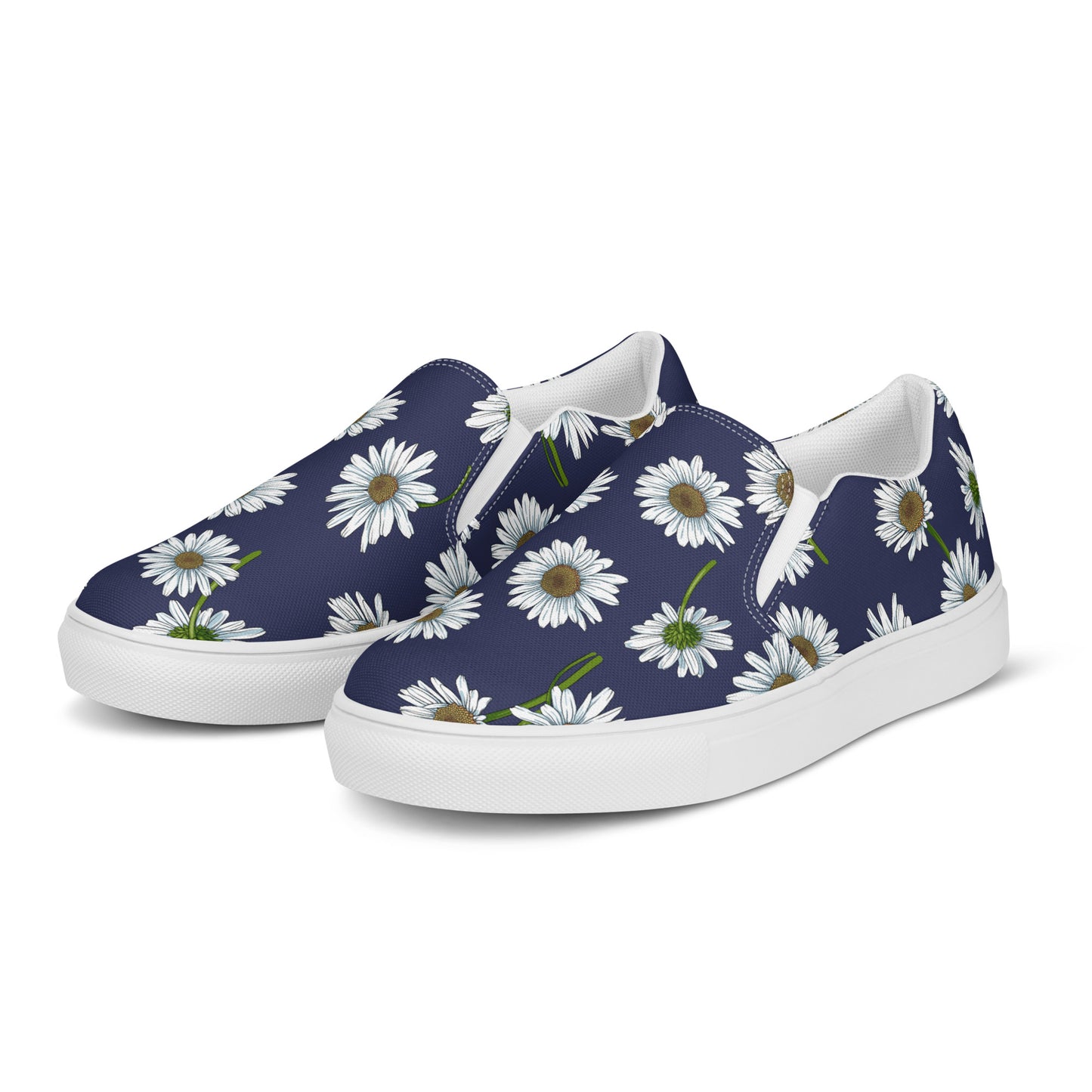 Eden Garden | Women’s Slip-on Canvas Shoes | White Daisy