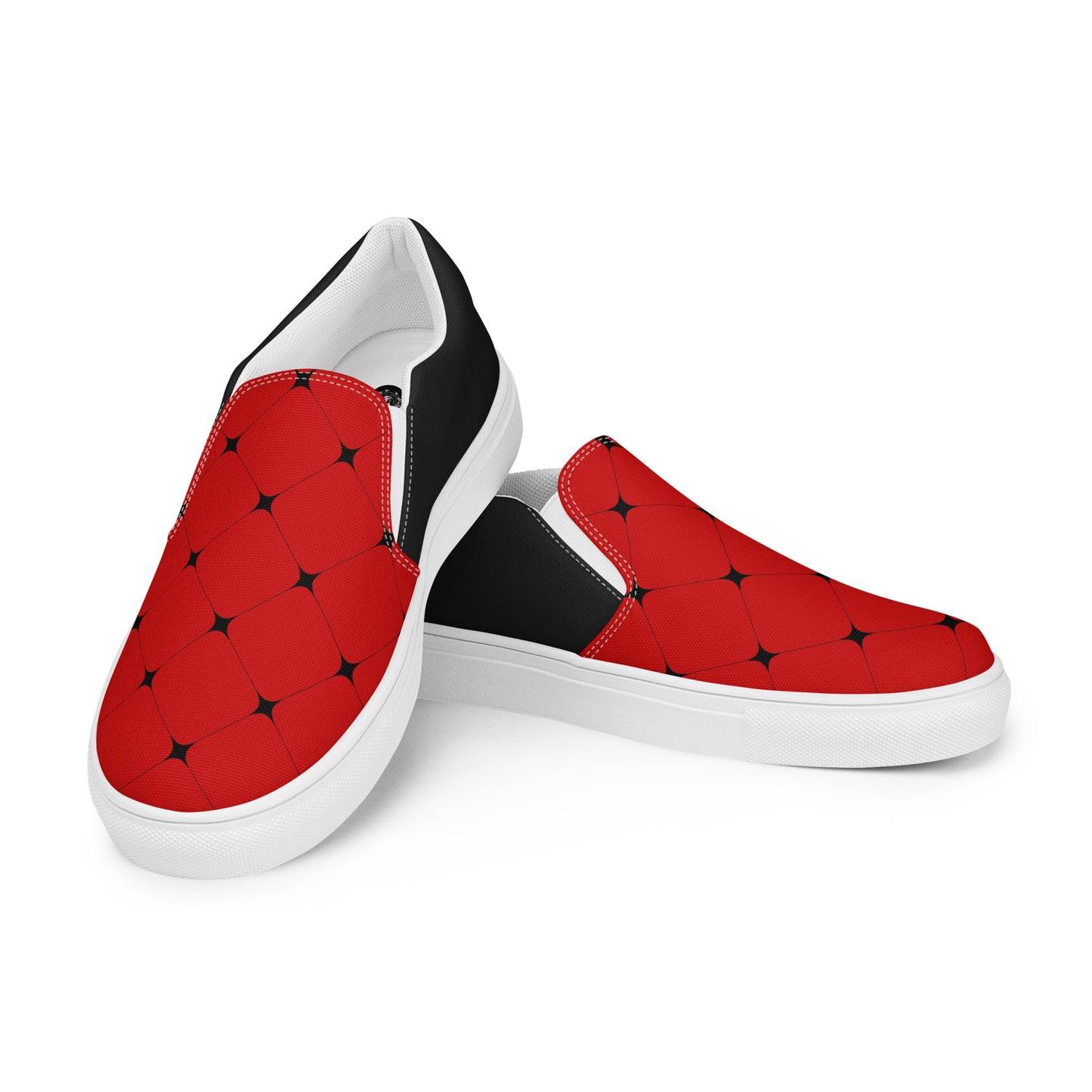 Silk Road | Women’s Slip-on Canvas Shoes | Red Diamond Halftone