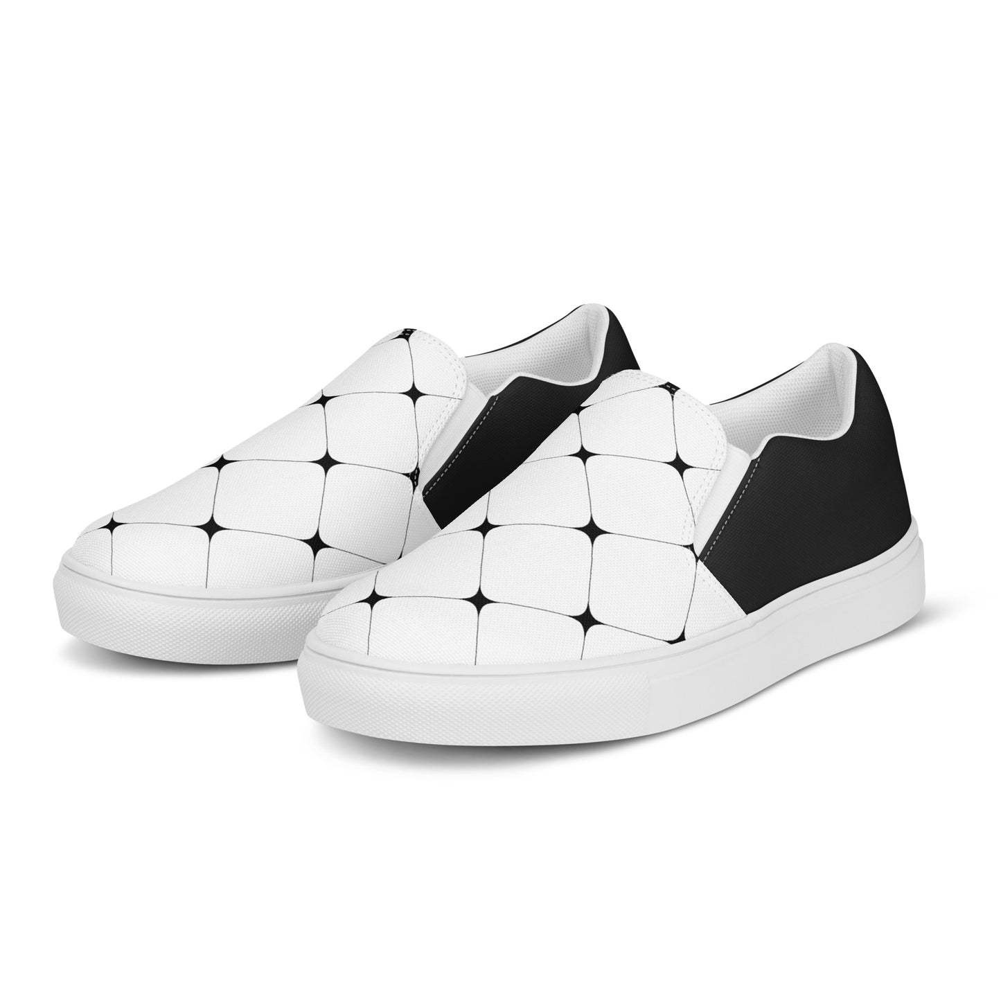 Silk Road | Women’s Slip-on Canvas Shoes | White Diamond Halftone