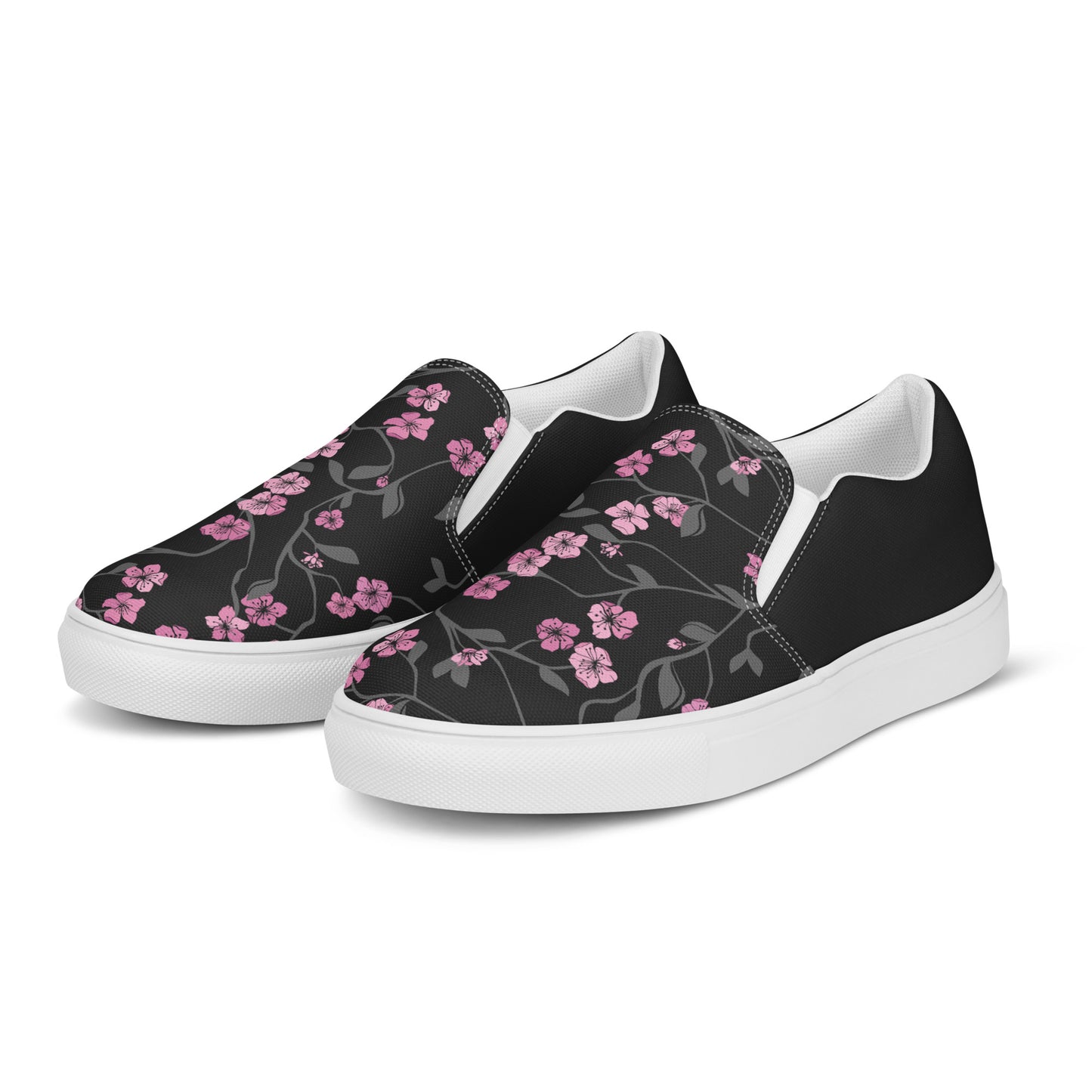 Eden Garden | Women’s Slip-on Canvas Shoes | Black Cherry Halftone