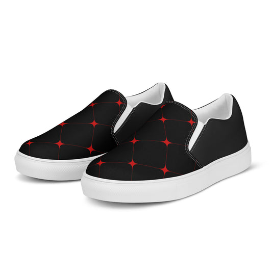 Silk Road | Women’s Slip-on Canvas Shoes | Crimson Diamond Halftone